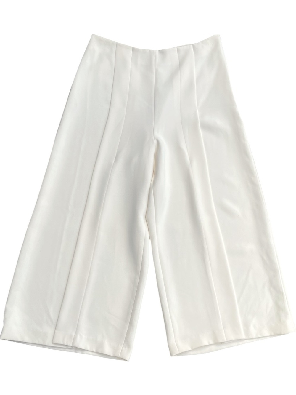 DKNY Ivory Side Zip Wide Leg Front Seam Split Front Hem Culotte Pants (10)